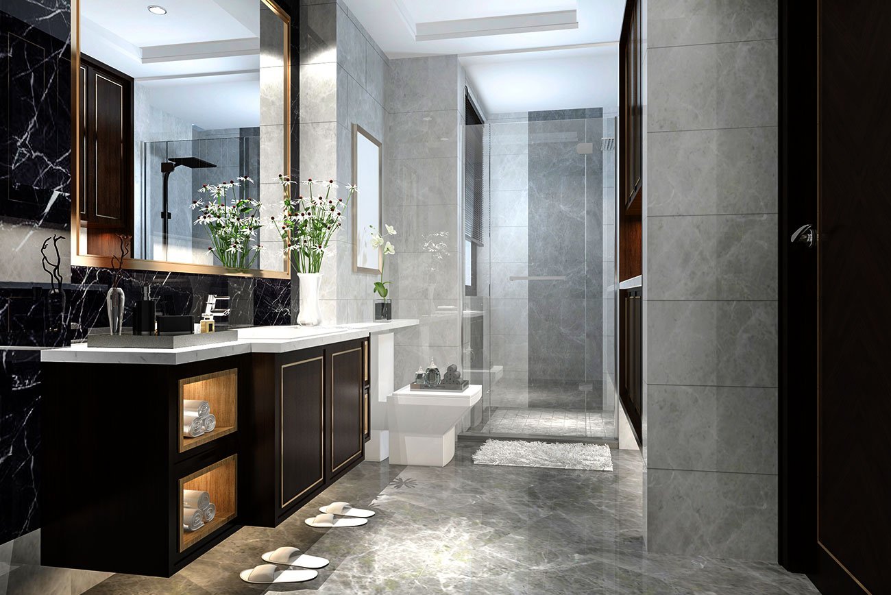 Frameless Shower Enclosure and Custom Mirror